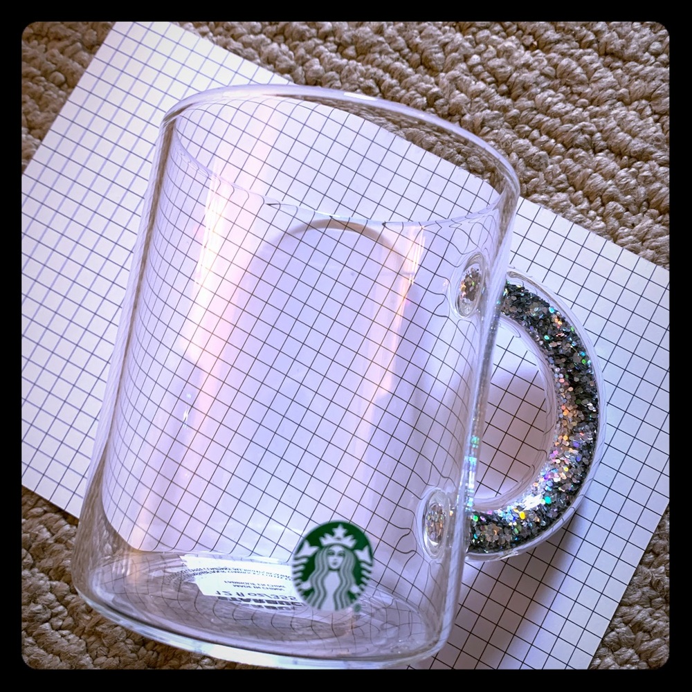 Starbucks glass confetti glitter handle mug
